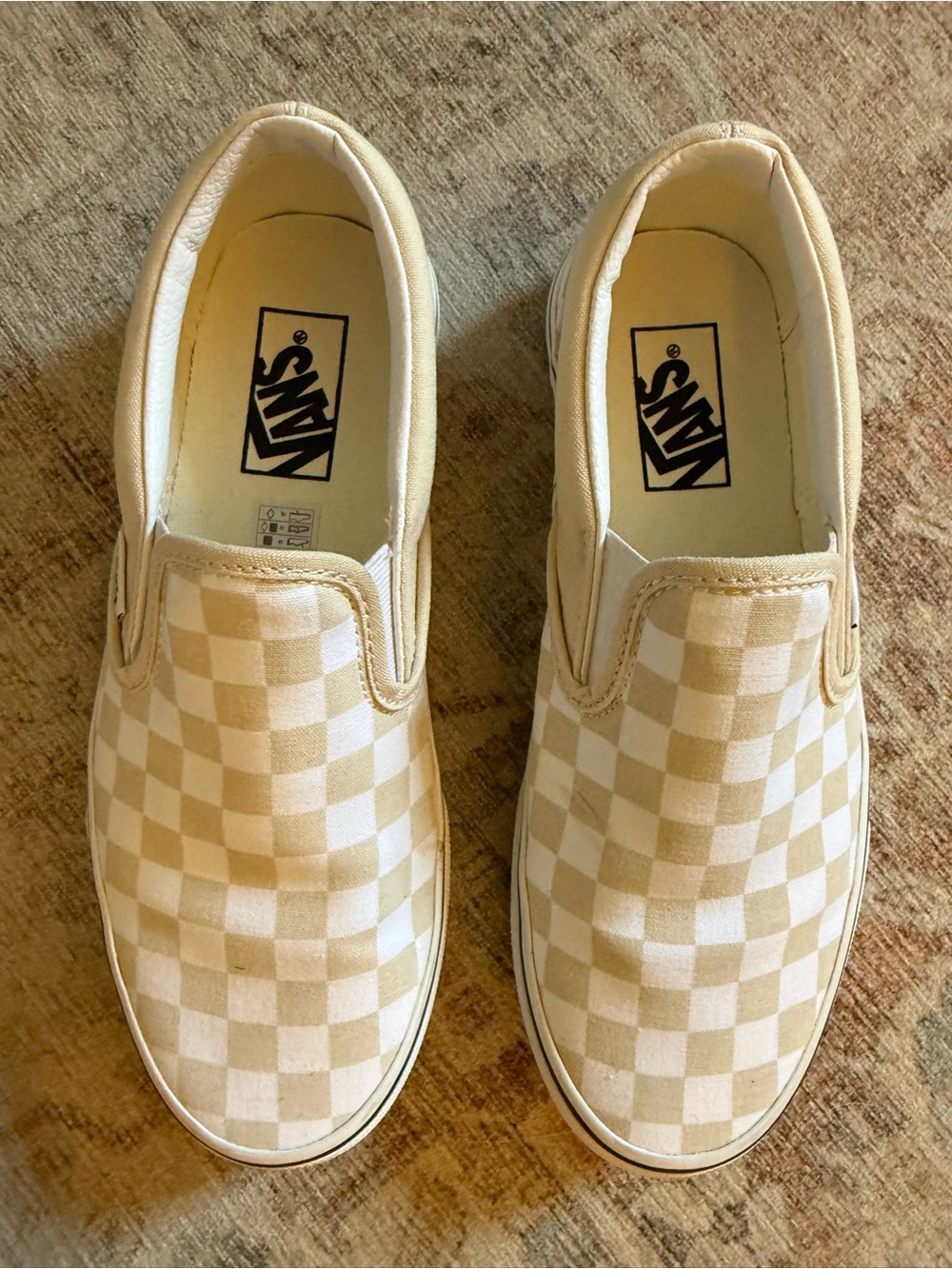 Vans Classic Slip-On Checkerboard in Cream and White - Picture 2 of 6